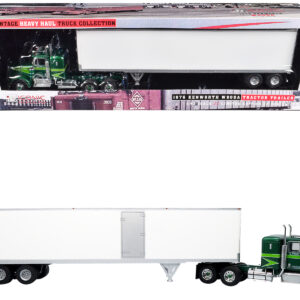 1976 Kenworth W900A Tractor with Dry Goods Trailer Green Metallic with Light Green Graphics "Vintage Heavy Haul Truck Collection" 1/43 Diecast Model by Iconic Replicas