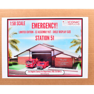 Los Angeles County Fire Department Fire Station 51 Diorama EZ Assembly Kit "Emergency!" Series 1/50 Model by Iconic Replicas