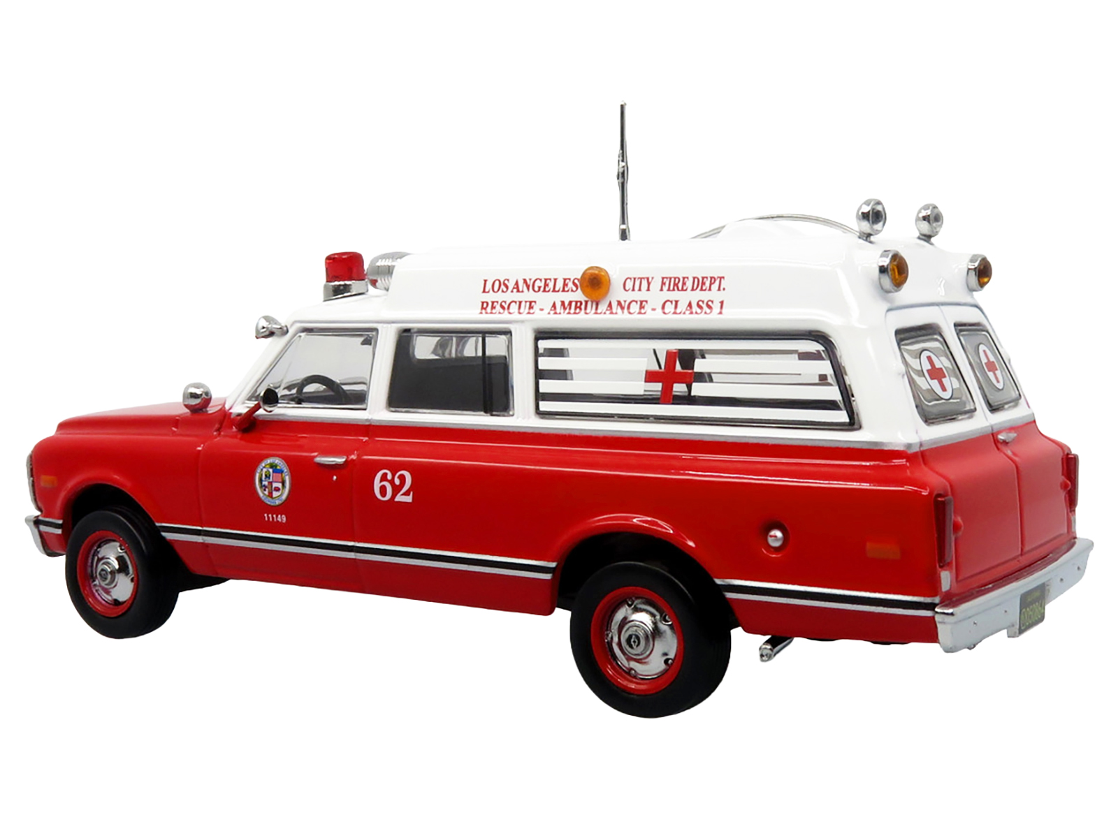 1969 Chevrolet C-10 Ambulance "Los Angeles City Fire Department" Red and White "5 Alarm" Series Limited Edition 1/50 Diecast Model by Iconic Replicas - Image 3