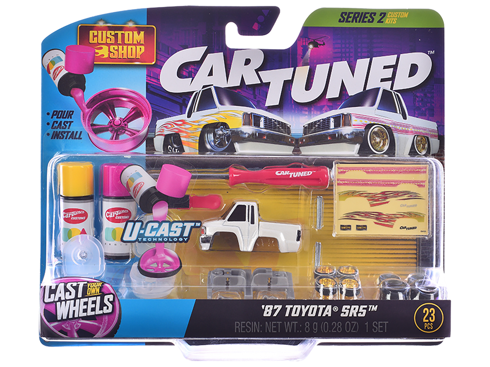 1987 Toyota SR5 Pickup Truck White and 1993 Toyota Supra Blue "Custom Shop" 2 Car Set Diecast Model Cars by CarTuned - Image 2