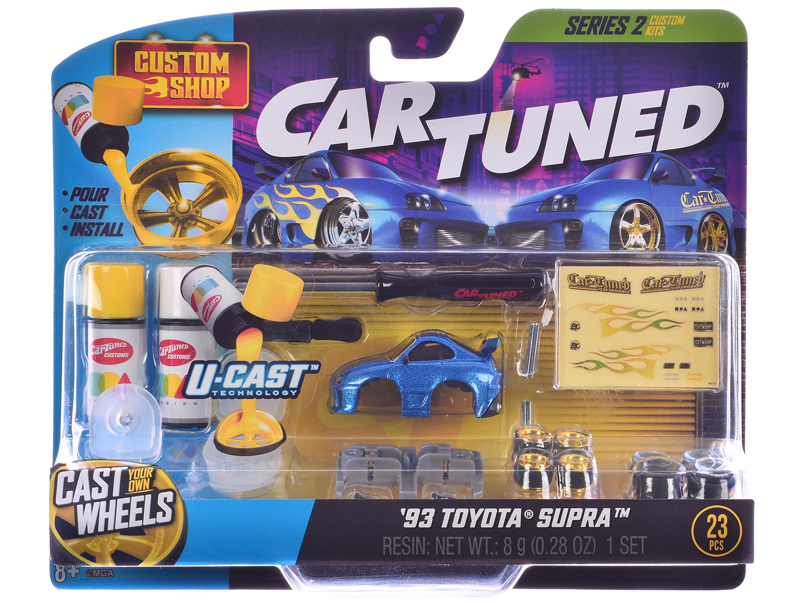1987 Toyota SR5 Pickup Truck White and 1993 Toyota Supra Blue "Custom Shop" 2 Car Set Diecast Model Cars by CarTuned - Image 3