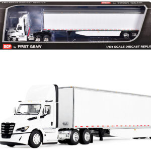 Freightliner Fifth Generation Cascadia Day Cab and 53' Utility Trailer with Skirts White 1/64 Diecast Model by DCP/First Gear