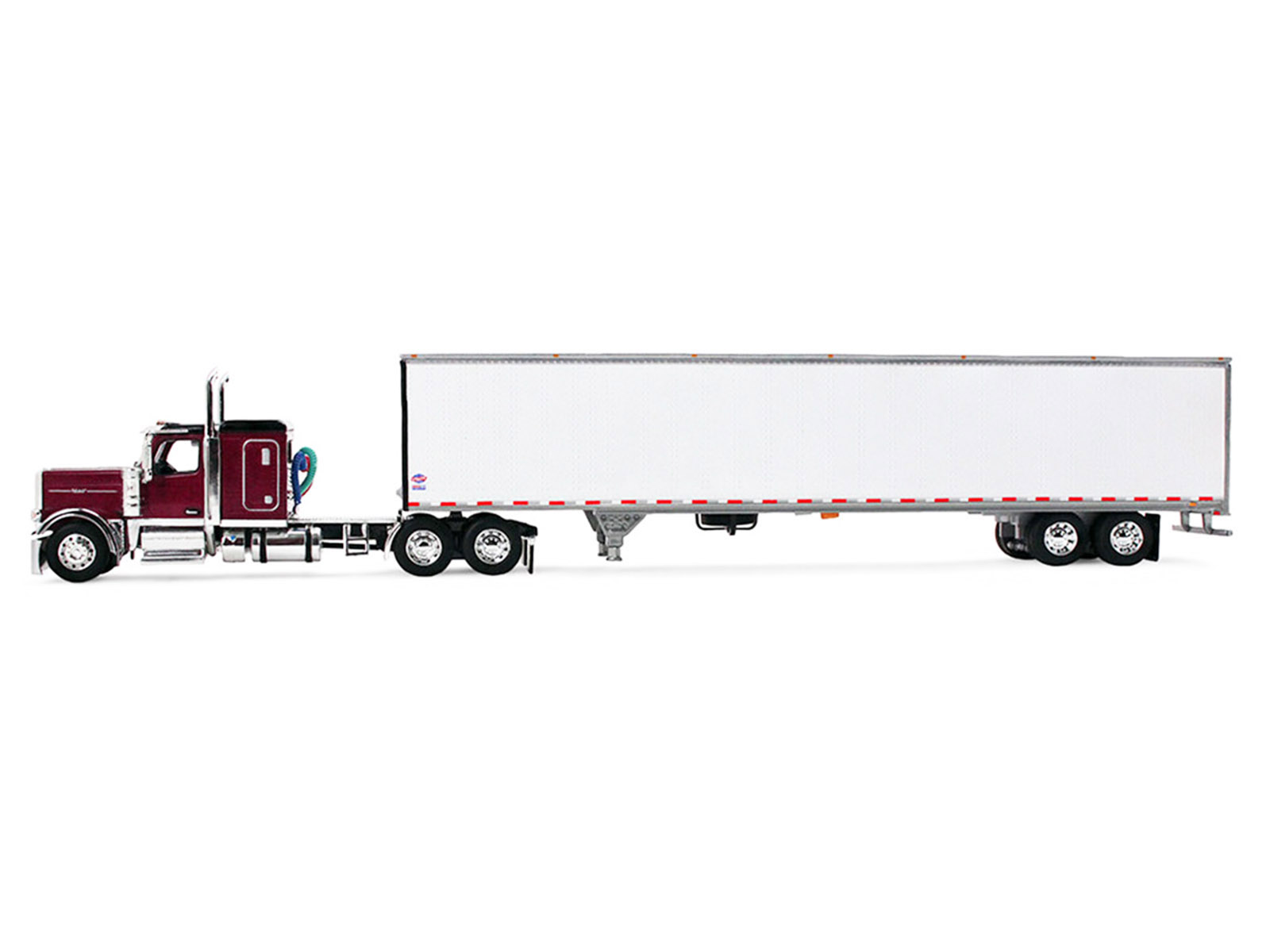 Peterbilt 589 with 58" Flat Top Sleeper and 53' Utility Trailer Legendary Red with Black Top 1/64 Diecast Model by DCP/First Gear - Image 3