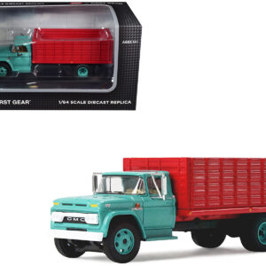 GMC 4000 Grain Truck Turquoise with Red Container 1/64 Diecast Model by DCP/First Gear
