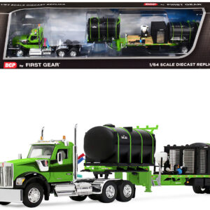 Kenworth W900 Day Cab with Demco 42' Liquid Fertilizer Tender Trailer Green and Black 1/64 Diecast Model by DCP/First Gear