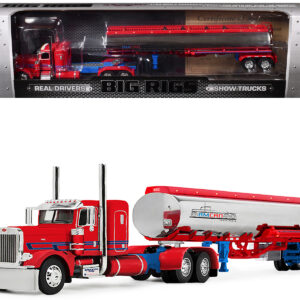 Peterbilt 389 with 36" Flat Top Sleeper and Heil Fuel Tank Trailer "Sancken Custom Truck by Amcan" Red "Big Rigs" Series II #3 1/64 Diecast Model by DCP/First Gear