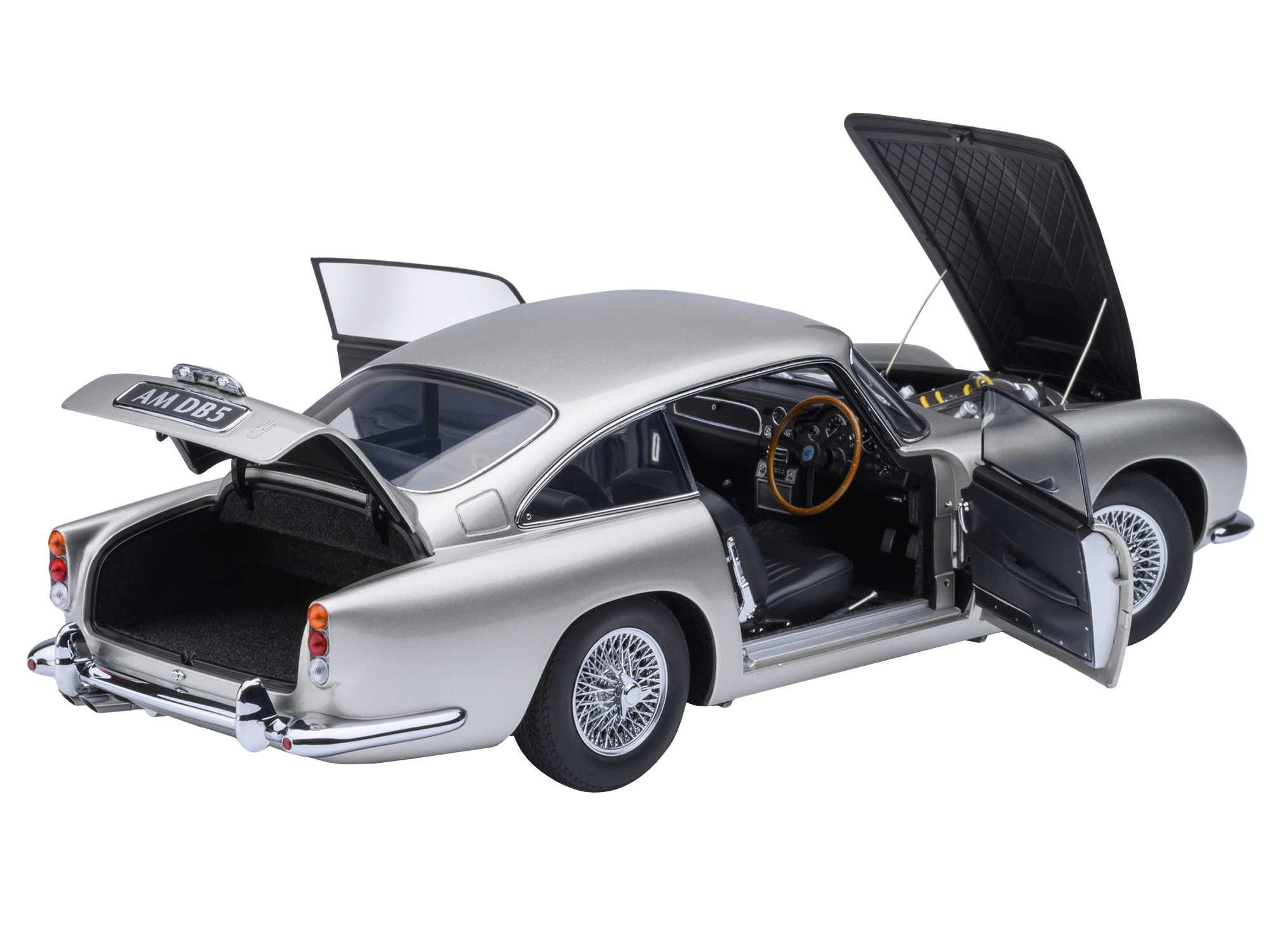 Aston Martin DB5 RHD (Right Hand Drive) Birch Silver 1/18 Model Car by Autoart - Image 2