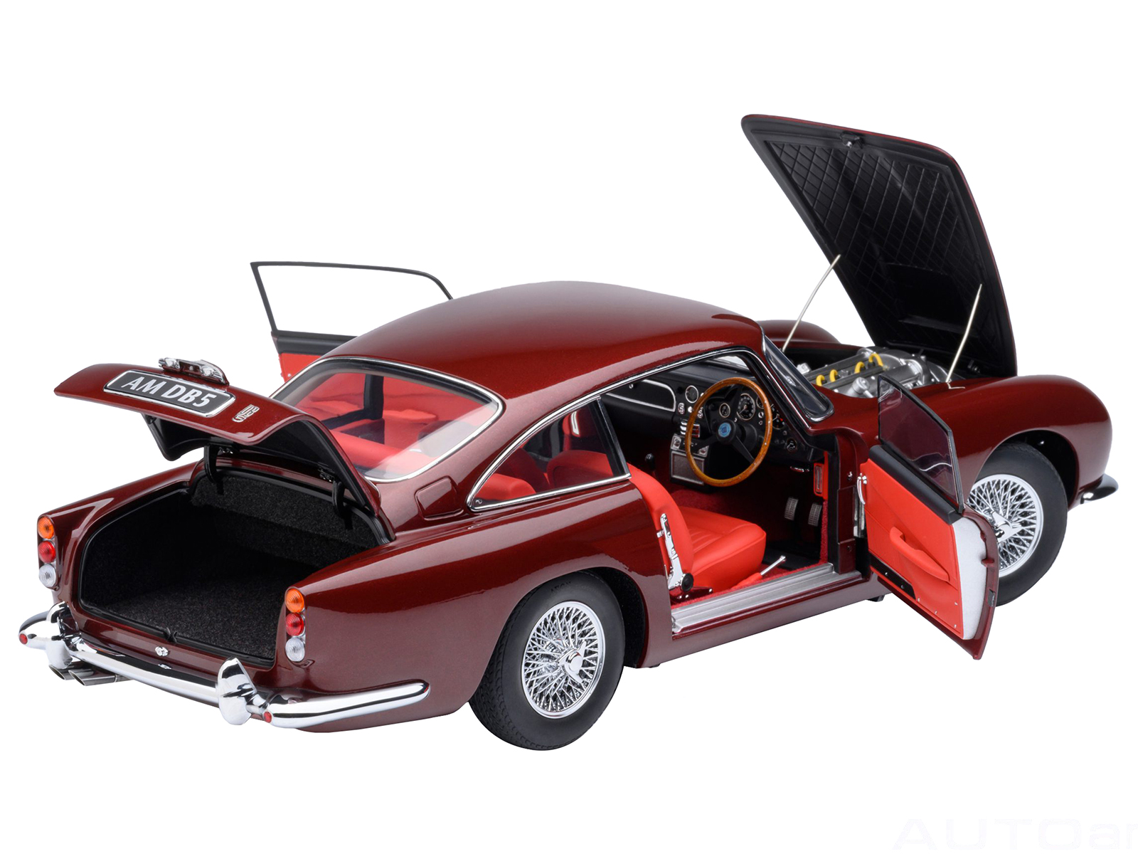Aston Martin DB5 RHD (Right Hand Drive) Dubonnet Rosso Red Metallic 1/18 Model Car by Autoart - Image 2
