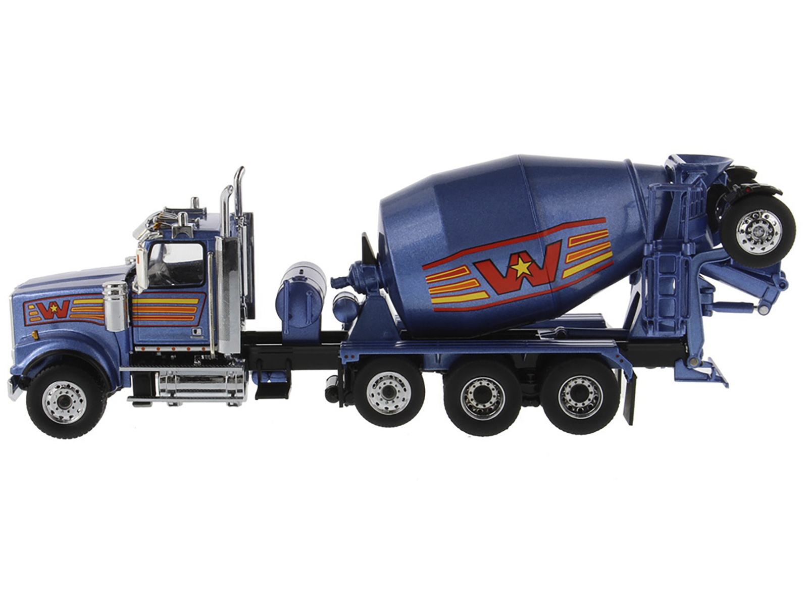 Western Star 4900 with Bridgemaster McNeilus Mixer Blue Metallic "Transport Series" 1/50 Diecast Model by Diecast Masters - Image 2