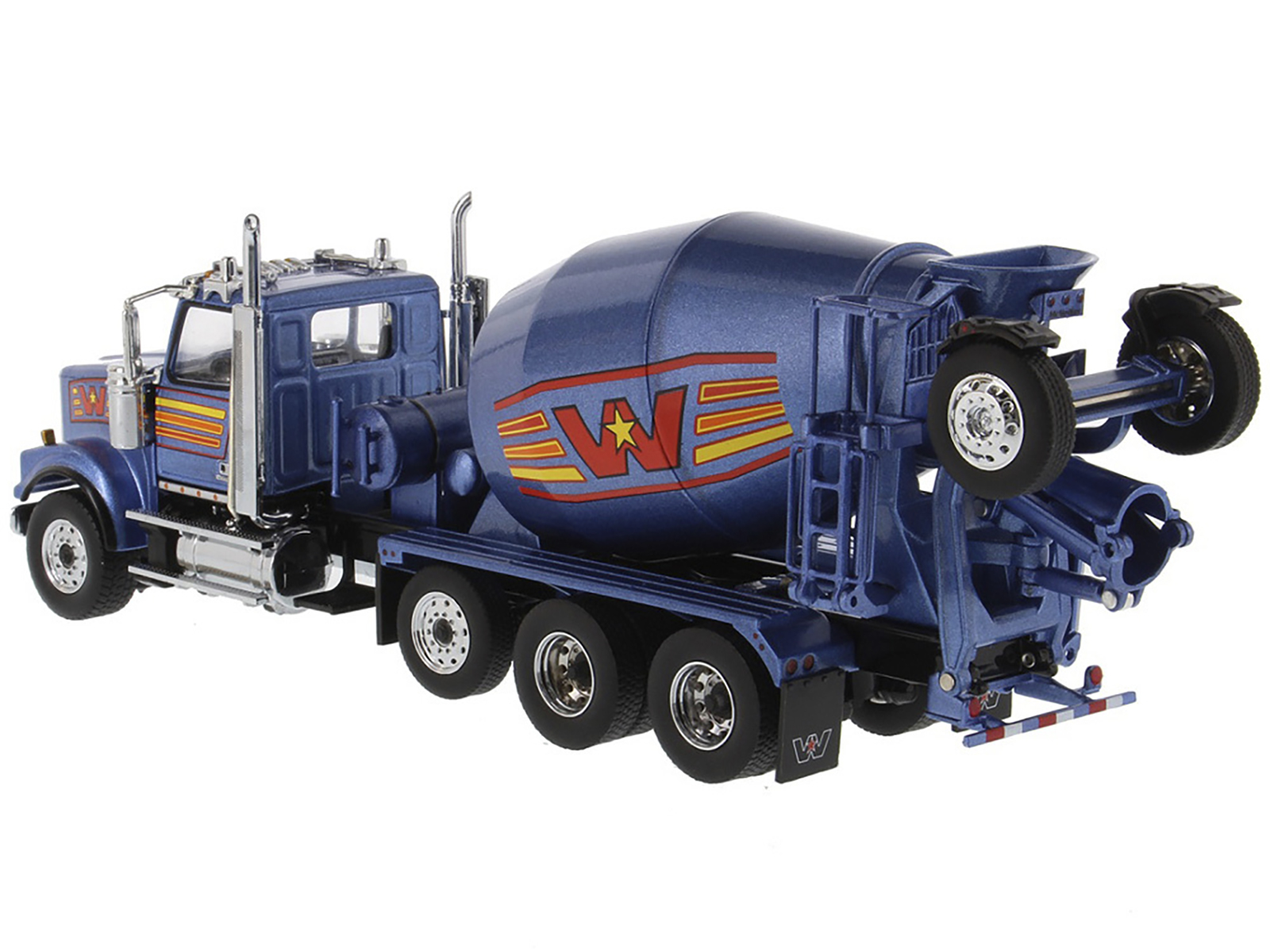 Western Star 4900 with Bridgemaster McNeilus Mixer Blue Metallic "Transport Series" 1/50 Diecast Model by Diecast Masters - Image 3