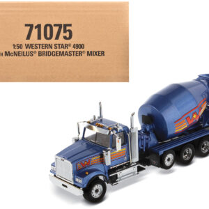 Western Star 4900 with Bridgemaster McNeilus Mixer Blue Metallic "Transport Series" 1/50 Diecast Model by Diecast Masters
