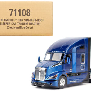 Kenworth T680 Truck Tractor Deep Cerulean Blue Metallic "Transport Series" 1/50 Diecast Model by Diecast Masters