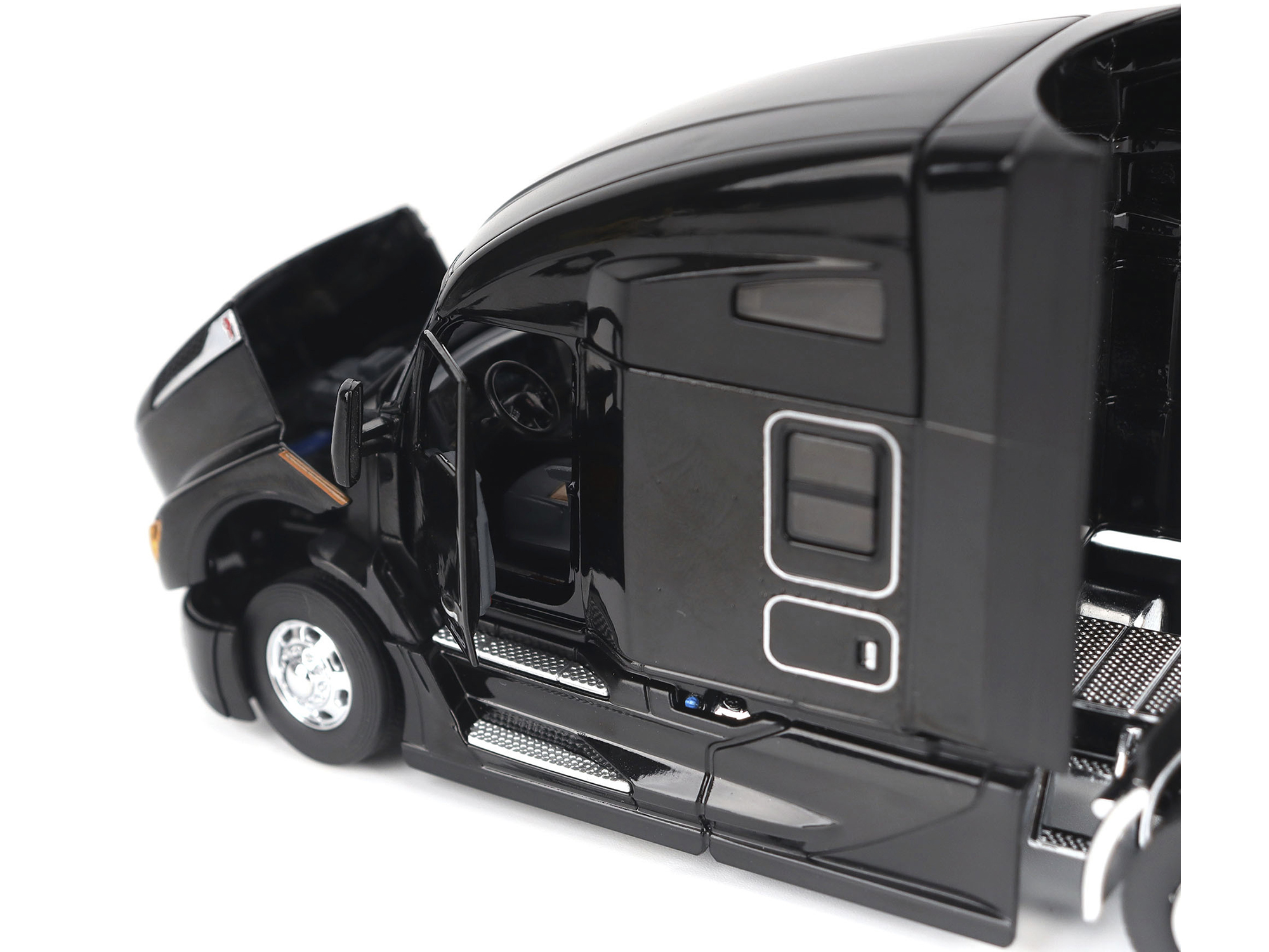 Kenworth T680 76" High Roof Sleeper Cab Truck Tractor Black "Transport Series" 1/50 Diecast Model by Diecast Masters - Image 2