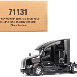 Kenworth T680 76" High Roof Sleeper Cab Truck Tractor Black "Transport Series" 1/50 Diecast Model by Diecast Masters