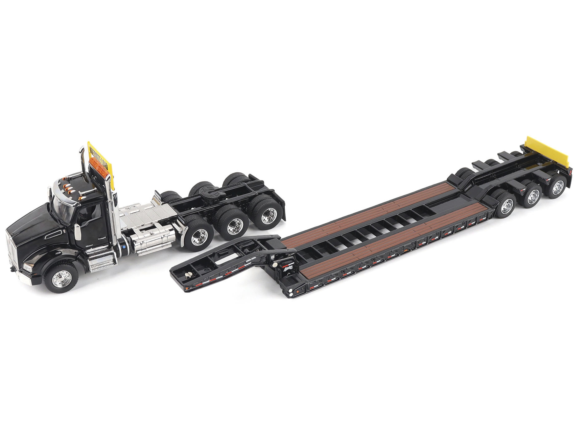 Kenworth T880 SBFA Tridem Truck with Trail King HDG Lowboy Trailer Black "Transport Series" 1/50 Diecast Model by Diecast Masters - Image 3