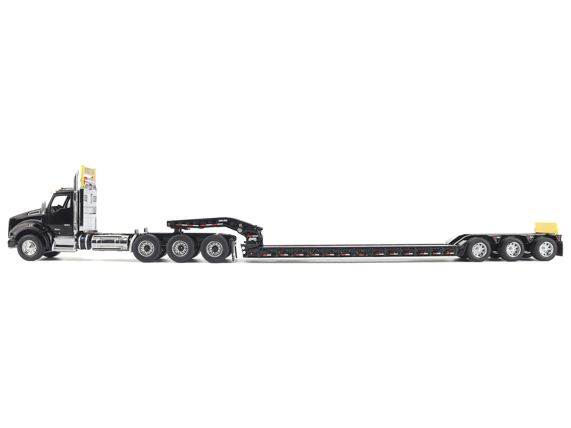 Kenworth T880 SBFA Tridem Truck with Trail King HDG Lowboy Trailer Black "Transport Series" 1/50 Diecast Model by Diecast Masters - Image 2