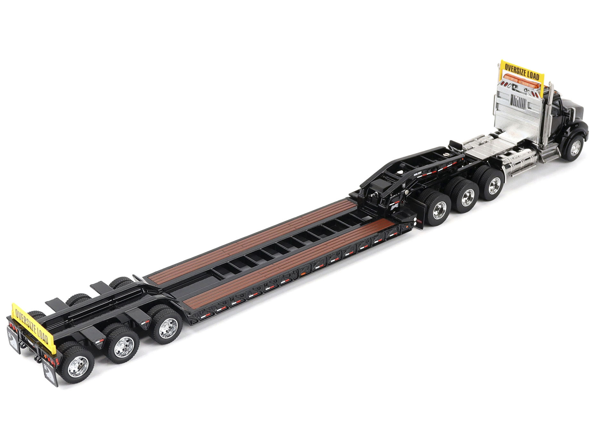 Kenworth T880 SBFA Tridem Truck with Trail King HDG Lowboy Trailer Black "Transport Series" 1/50 Diecast Model by Diecast Masters - Image 4