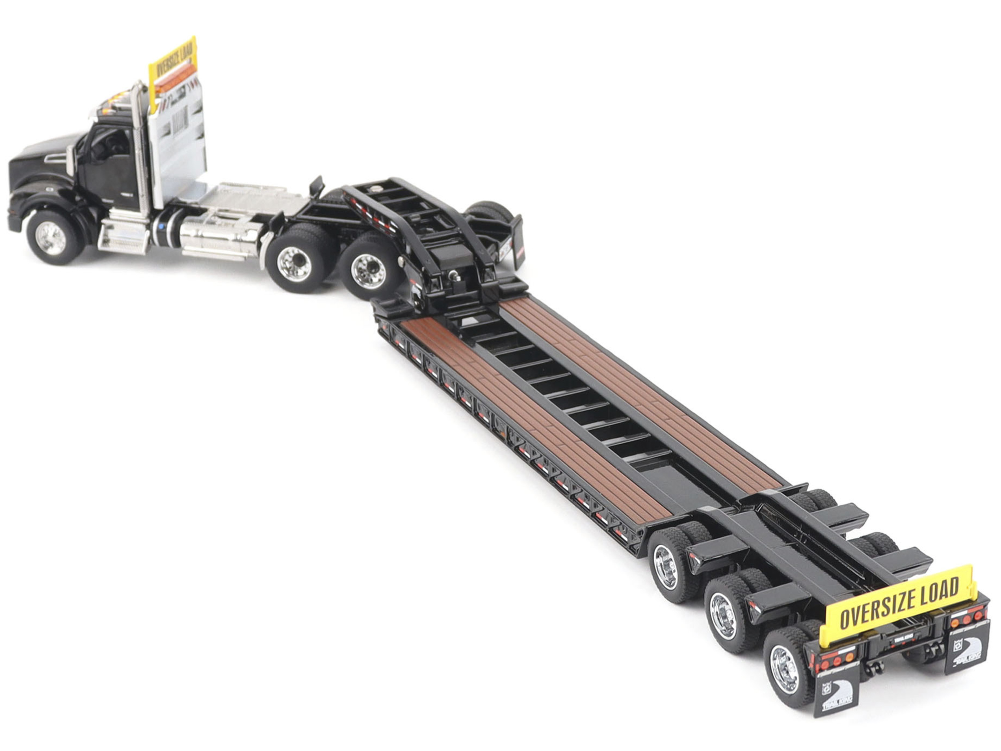 Kenworth T880 SBFA Tridem Truck with Trail King HDG Lowboy Trailer Black "Transport Series" 1/50 Diecast Model by Diecast Masters - Image 5