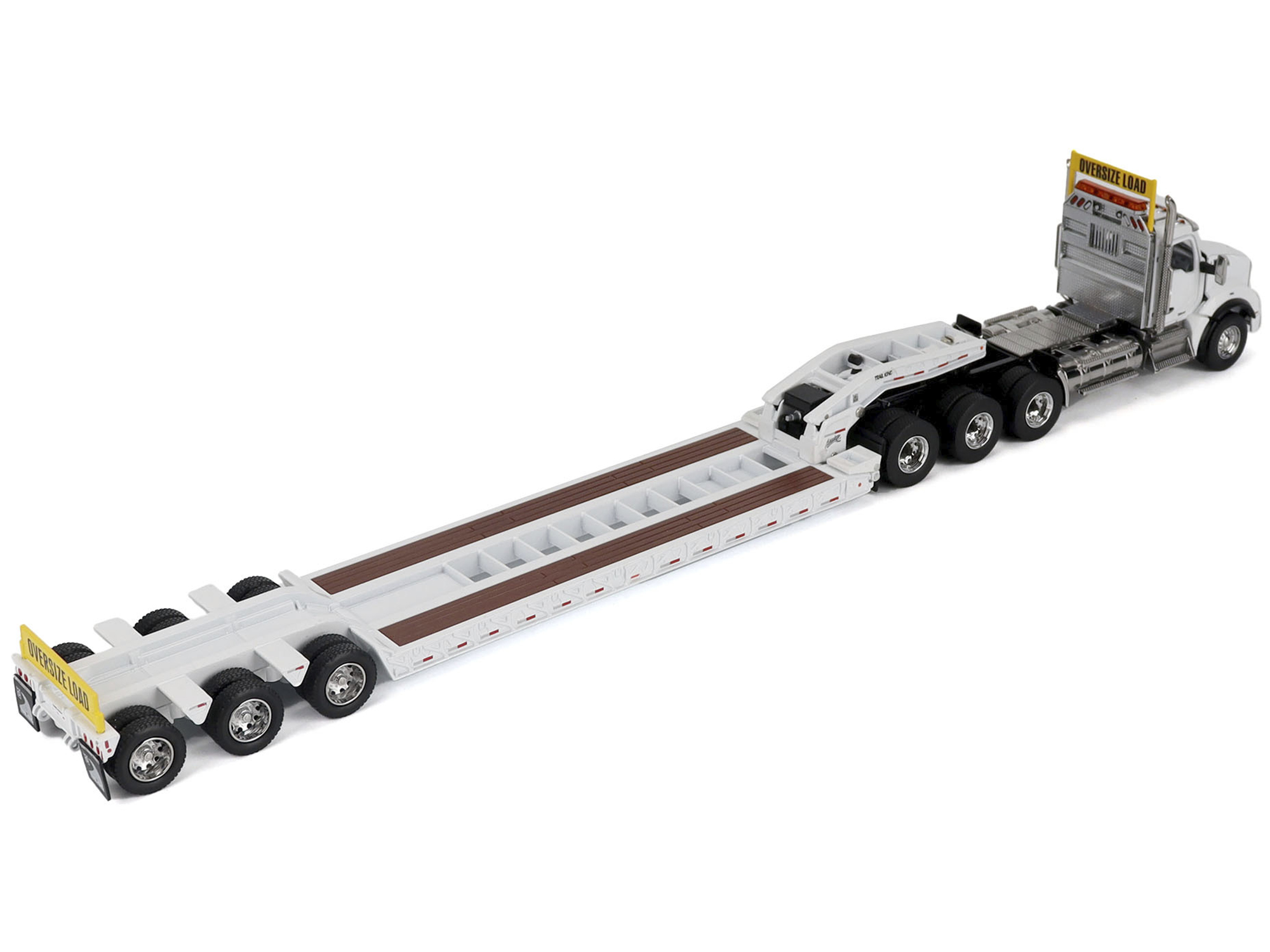Kenworth T880 SBFA Tridem Truck with Trail King HDG Lowboy Trailer White "Transport Series" 1/50 Diecast Model by Diecast Masters - Image 4