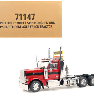 Peterbilt 589 Tridem-Axle Truck Tractor with Day Cab Legendary Red "Transport Series" 1/32 Diecast Model by Diecast Masters