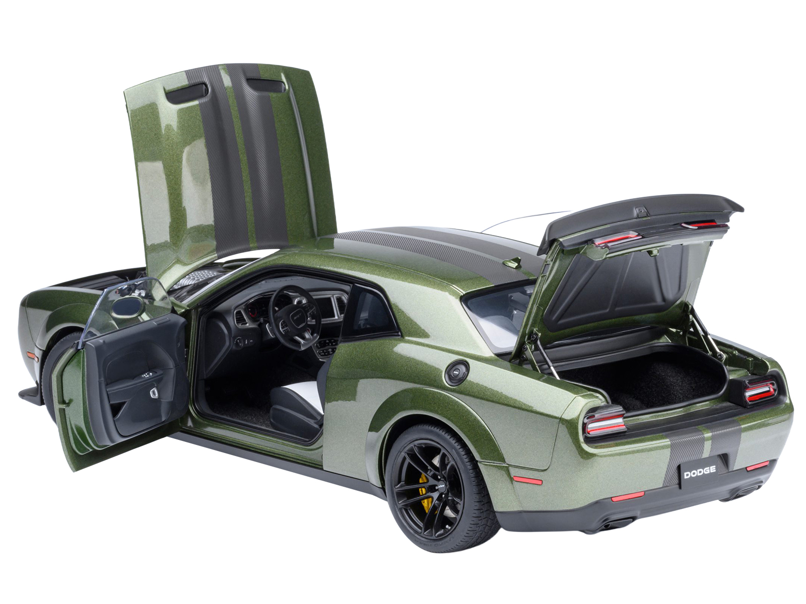2022 Dodge Challenger SRT Jailbreak F8 Green with Carbon Stripes 1/18 Model Car by Autoart - Image 2