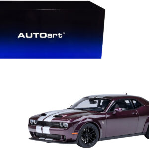 2022 Dodge Challenger SRT Jailbreak Hellraisin Purple with White Stripes 1/18 Model Car by Autoart
