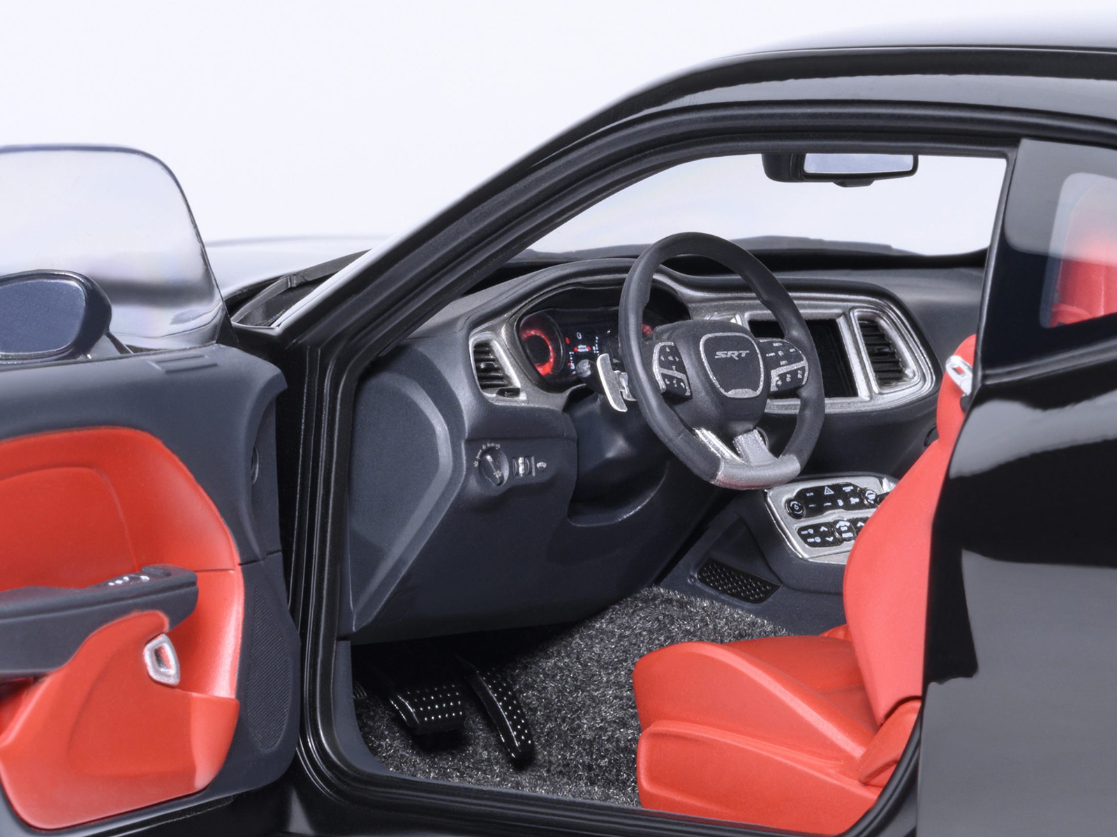 2023 Dodge Challenger SRT Super Stock Pitch Black with Red Interior 1/18 Model Car by Autoart - Image 4