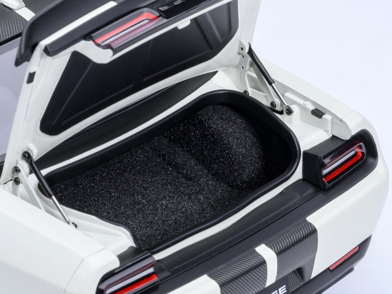 2023 Dodge Challenger SRT Super Stock Knuckle White with Carbon Stripes 1/18 Model Car by Autoart - Image 5
