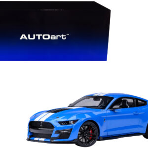 Ford Mustang Shelby GT500 Grabber Blue with White Stripes 1/18 Model Car by Autoart