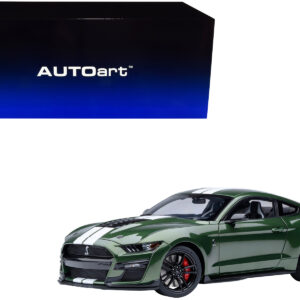 Ford Mustang Shelby GT500 Eruption Green Metallic with White Stripes 1/18 Model Car by Autoart