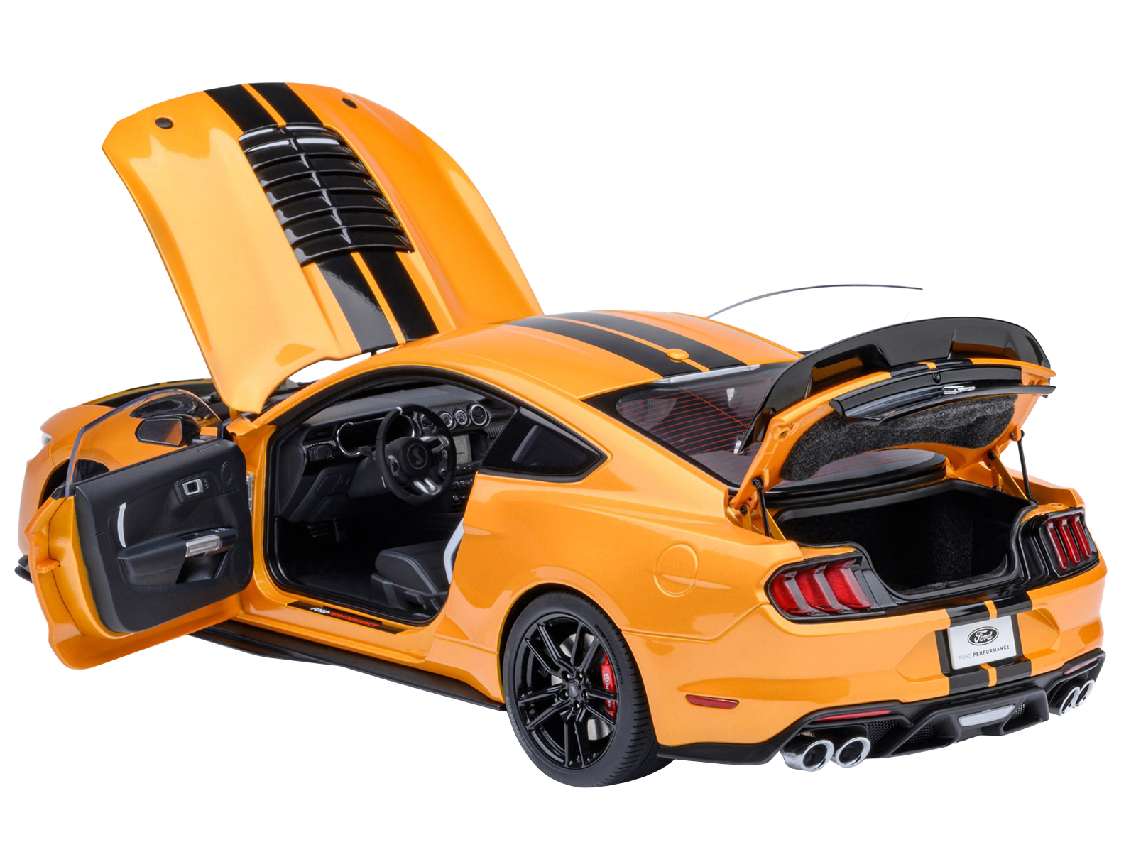 Ford Mustang Shelby GT500 Cyber Orange Metallic with Black Stripes 1/18 Model Car by Autoart - Image 2