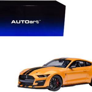 Ford Mustang Shelby GT500 Cyber Orange Metallic with Black Stripes 1/18 Model Car by Autoart