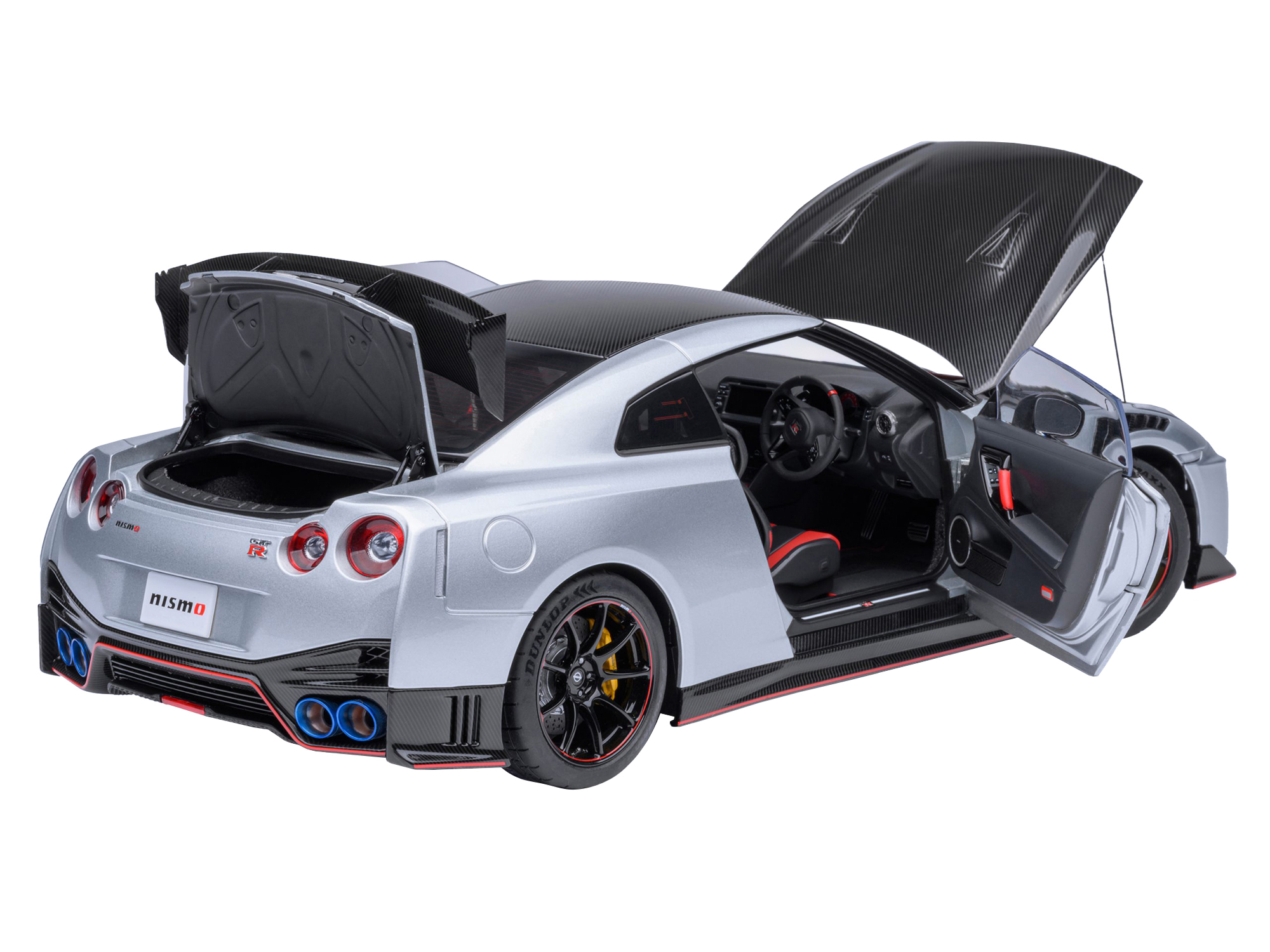 2022 Nissan GT-R (R35) Nismo Special Edition RHD (Right Hand Drive) Ultimate Metal Silver with Carbon Hood and Top 1/18 Model Car by Autoart - Image 2