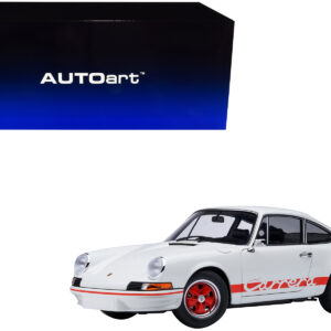 Porsche 911 Carrera 2.7 RS Grand Prix White with Red Stripes and Wheels 1/18 Model Car by Autoart