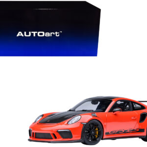 Porsche 911 (991.2) GT3 RS Weissach Lava Orange with Carbon Hood and Top 1/18 Model Car by Autoart