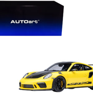 Porsche 911 (991.2) GT3 RS Weissach Racing Yellow with Carbon Hood and Top 1/18 Model Car by Autoart