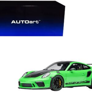 Porsche 911 (991.2) GT3 RS Weissach Lizard Green with Carbon Hood and Top 1/18 Model Car by Autoart