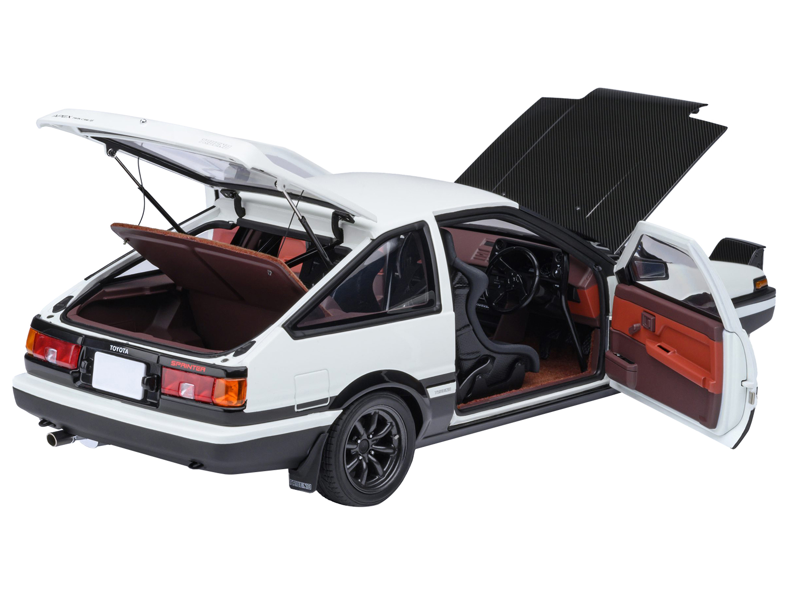 Toyota Sprinter Trueno (AE86) RHD (Right Hand Drive) "Project D Final Version" White with Carbon Hood "Initial D" (1995-2013) TV Series "30th Anniversary" 1/18 Model Car by Autoart - Image 2