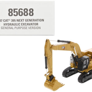 CAT Caterpillar 395 Next-Generation Hydraulic Excavator (General Purpose Version) Yellow with Additional Tools "High Line Series" 1/87 (HO) Diecast Model by Diecast Masters