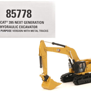 CAT Caterpillar 395 Next-Generation Hydraulic Excavator (Mass Excavator Version) Yellow with Additional Tools "High Line Series" 1/87 (HO) Diecast Model by Diecast Masters