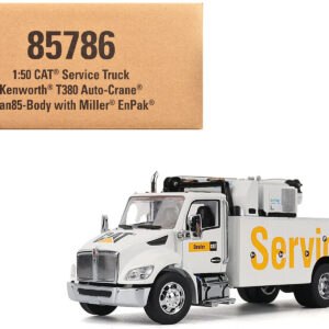 Kenworth T380 Auto-Crane Titan 85 Truck with Miller EnPak White "Transport Series" 1/50 Diecast Model by Diecast Masters