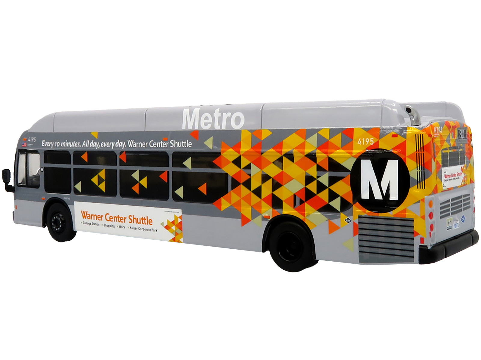 New Flyer Xcelsior XN40 Transit Bus "Los Angeles Metro - Warner Center Shuttle" Gray with Graphics "The Bus & Motorcoach Collection" Limited Edition 1/87 (HO) Diecast Model by Iconic Replicas - Image 3