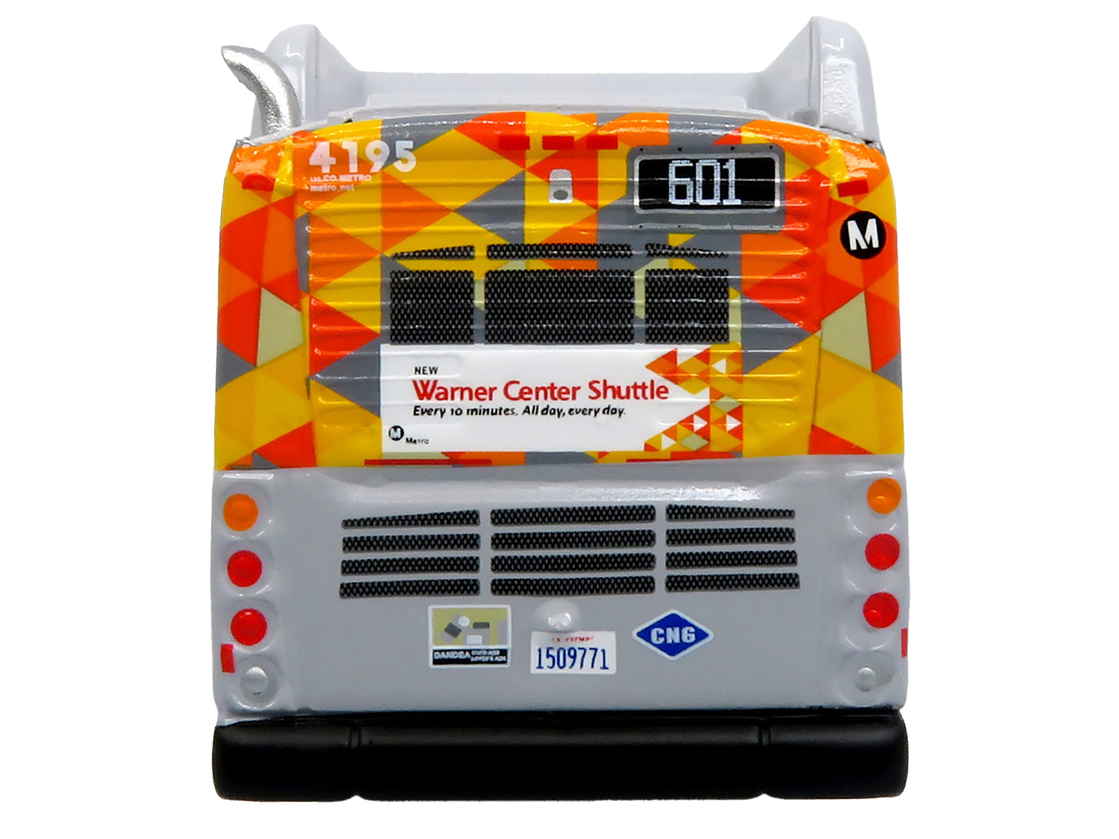 New Flyer Xcelsior XN40 Transit Bus "Los Angeles Metro - Warner Center Shuttle" Gray with Graphics "The Bus & Motorcoach Collection" Limited Edition 1/87 (HO) Diecast Model by Iconic Replicas - Image 5