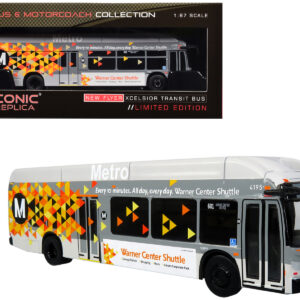 New Flyer Xcelsior XN40 Transit Bus "Los Angeles Metro - Warner Center Shuttle" Gray with Graphics "The Bus & Motorcoach Collection" Limited Edition 1/87 (HO) Diecast Model by Iconic Replicas