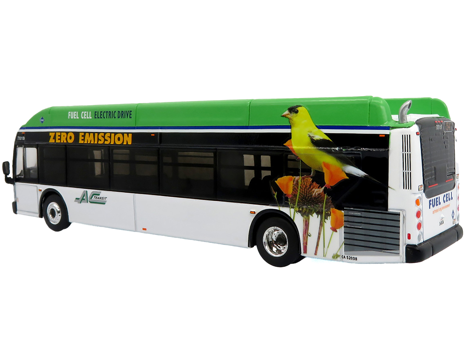 New Flyer Xcelsior XHE40 Transit Bus "AC Transit - Zero Emission" White and Green with Graphics "The Bus & Motorcoach Collection" Limited Edition 1/87 (HO) Diecast Model by Iconic Replicas - Image 3