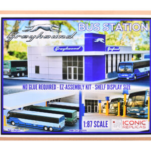 Greyhound Bus Station Diorama EZ Assembly Kit 1/87 (HO) Model by Iconic Replicas