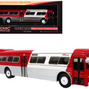 Flxible 53102 New Look Transit Bus "Pittsburgh Area Transit" Red and White "Vintage Bus & Motorcoach Collection" Limited Edition 1/87 (HO) Diecast Model by Iconic Replicas
