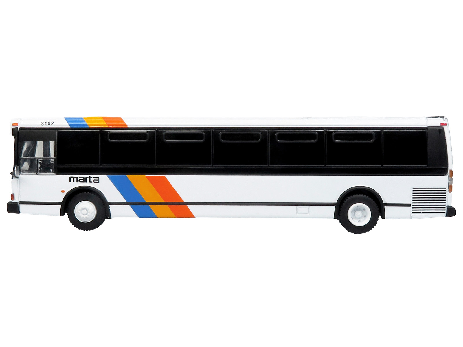1980 Grumman 870 Advanced Design Transit Bus "MARTA Atlanta" White with Stripes "Vintage Bus & Motorcoach Collection" Limited Edition 1/87 (HO) Diecast Model by Iconic Replicas - Image 2