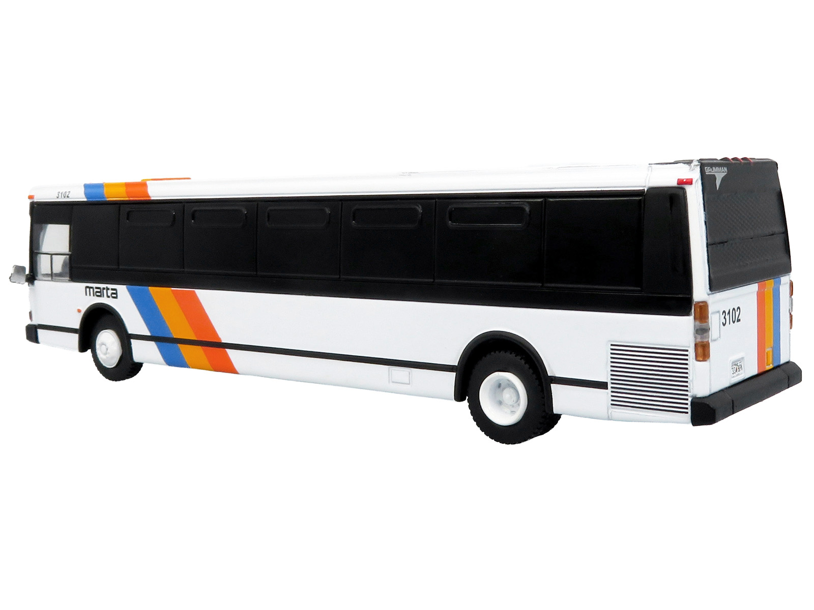 1980 Grumman 870 Advanced Design Transit Bus "MARTA Atlanta" White with Stripes "Vintage Bus & Motorcoach Collection" Limited Edition 1/87 (HO) Diecast Model by Iconic Replicas - Image 3