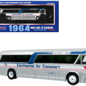 1964 MCI MC-5A Coach Bus "Continental Air Transport" Silver with Blue Stripes "Vintage Bus & Motorcoach Collection" Limited Edition to 504 pieces Worldwide 1/87 (HO) Diecast Model by Iconic Replicas